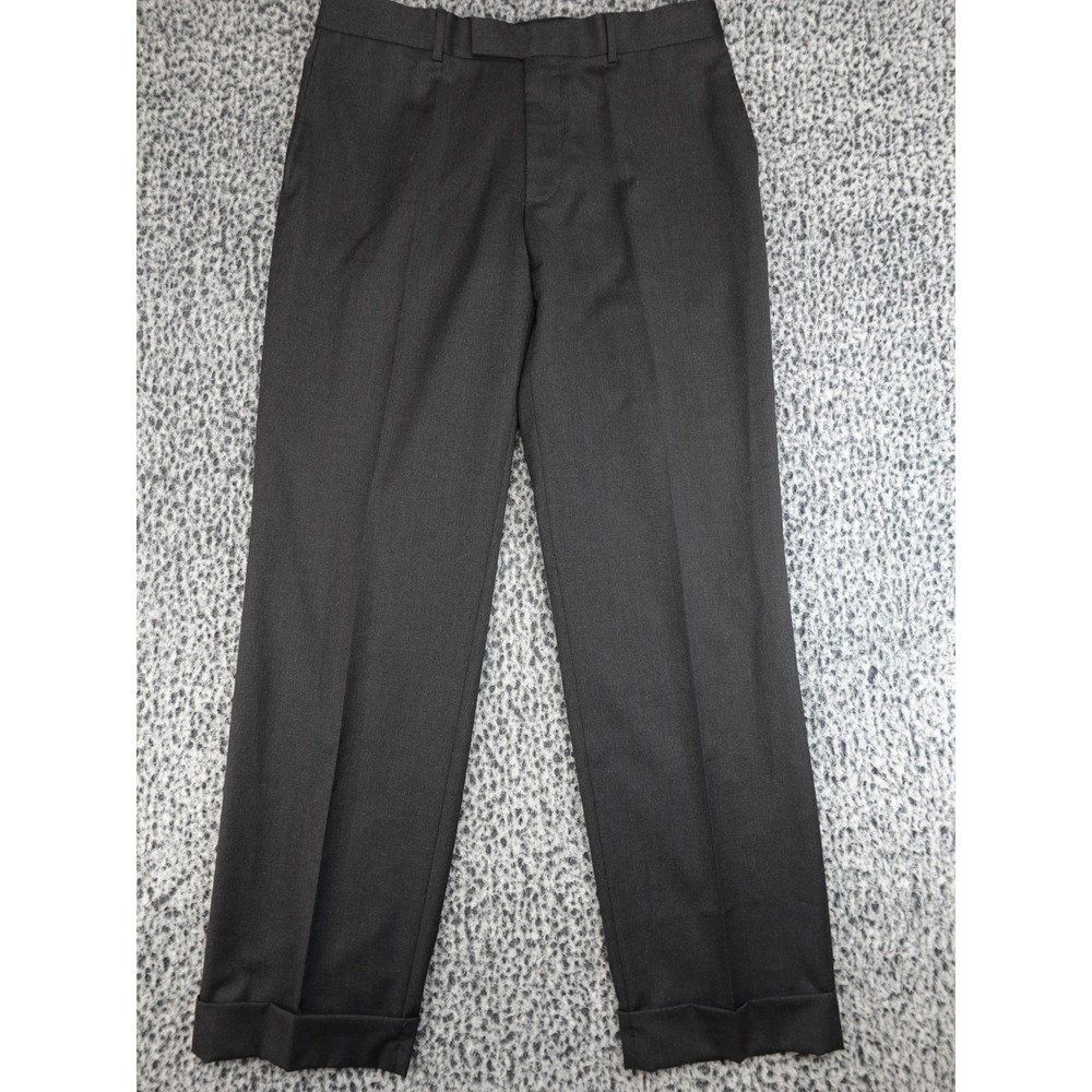 Hugo Boss Dress Pants Mens 34 Charcoal Grey Rossellini Movie U Virgin‎ Wool